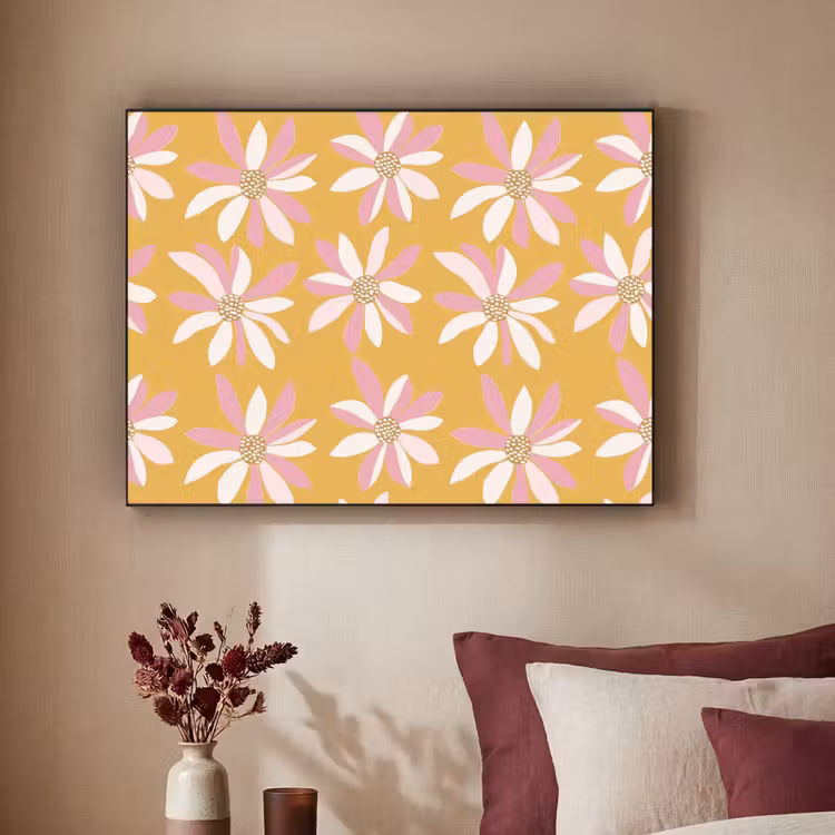 Bloemen - Modern - Geel Textielframe zwart klein 947 -sfeer1