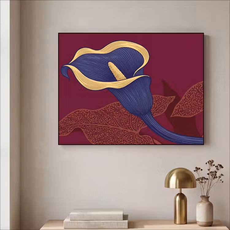 Art Frame - Blumen – Modern – Lila - Bloemen - Modern - Paars Textielframe zwart klein