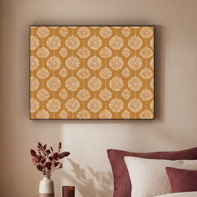 Bloemen - Modern - Oker Textielframe zwart klein 947 -sfeer1