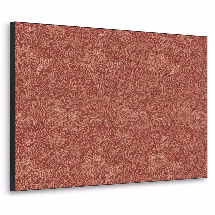 Bloemen - Motief - Rood Textielframe zwart klein 947 -3d