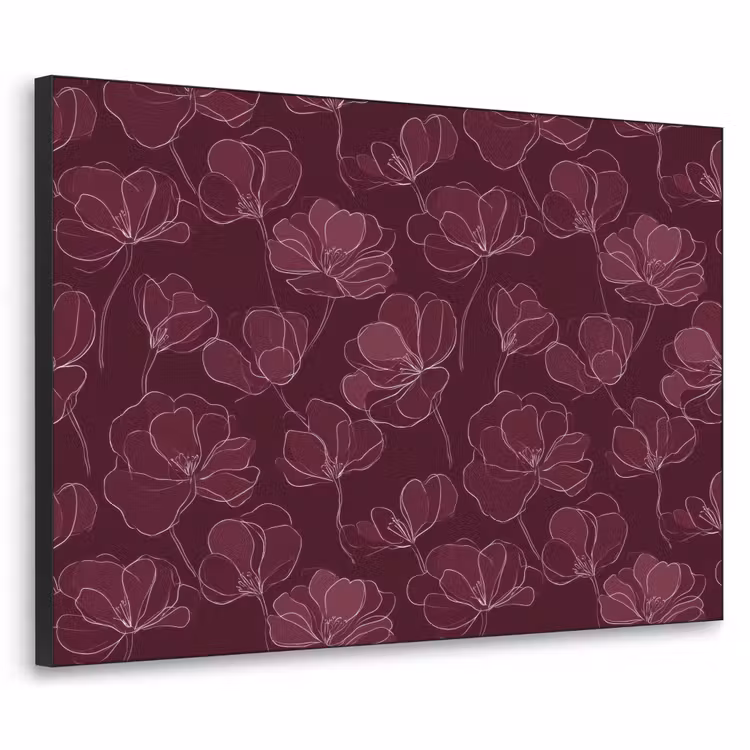 Bloemen - Patroon - Bordeauxrood Textielframe zwart klein 947 -3d