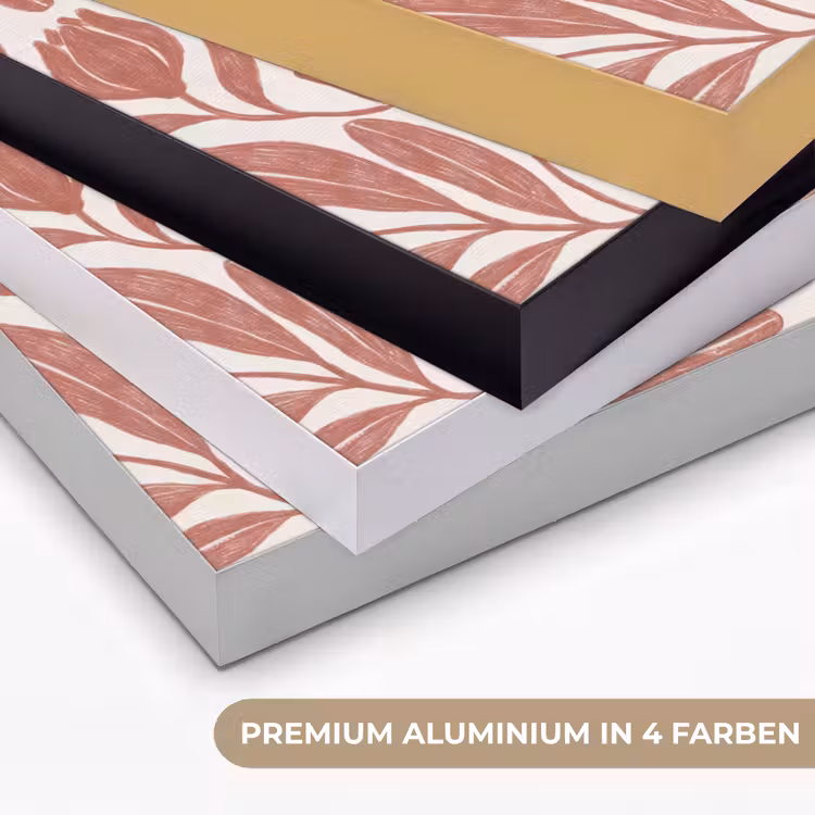 Bloemen - Patroon - Modern - Natuur - Bruin Textielframe zwart klein -USP_kleurenDE