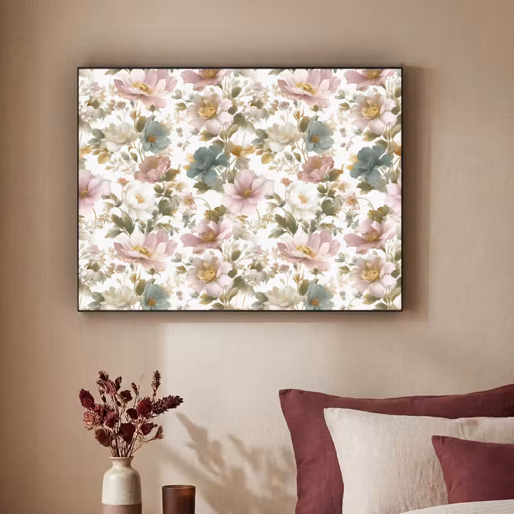 Bloemen - Patroon - Pastel Textielframe zwart klein 947 -sfeer1