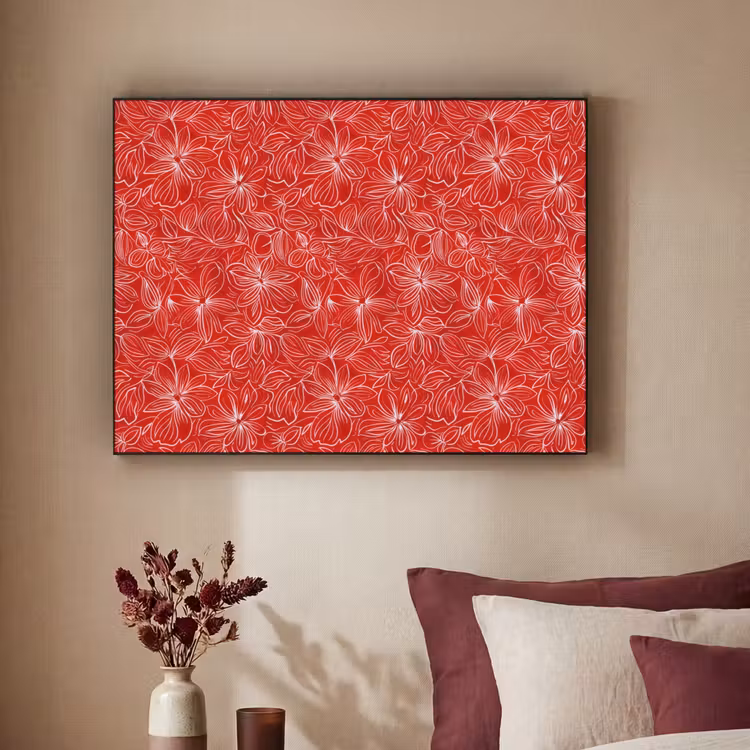 Bloemen - Patroon - Rood Textielframe zwart klein 947 -sfeer1