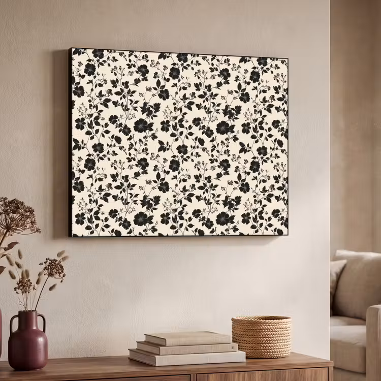 Bloemen - Dessin - Zwart Textielframe zwart klein 947 -sfeer3