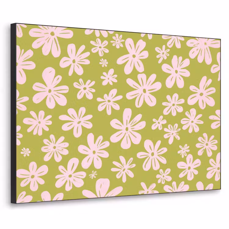 Bloemen - Roze - Getekend - Patroon Textielframe zwart klein -3d