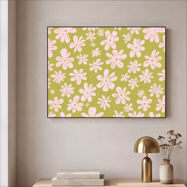 Bloemen - Roze - Getekend - Patroon Textielframe - compleet frame klein -sfeer2