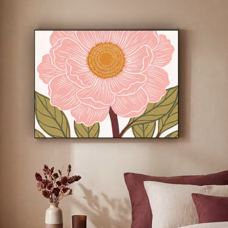 Art Frame - Blumen – Rosa – Illustration - Bloemen - Roze - Illustratie Textielframe zwart klein