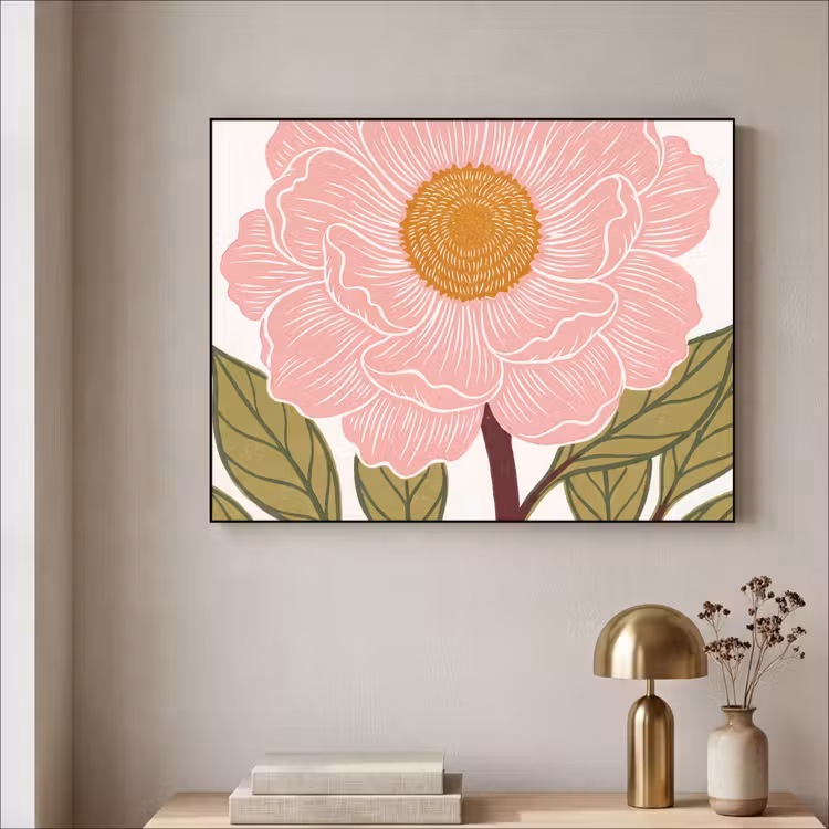 Art Frame - Blumen – Rosa – Illustration - Bloemen - Roze - Illustratie Textielframe zwart klein