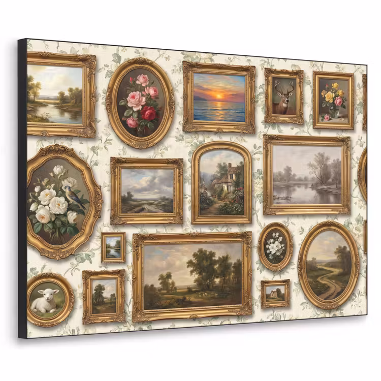 Bloemen - Roze - Stilleven - Klassiek Textielframe zwart klein -3d
