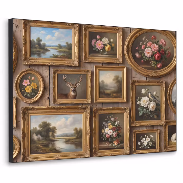 Bloemen - Rozen - Klassiek - Vaas - Kleurrijk Textielframe zwart klein -3d