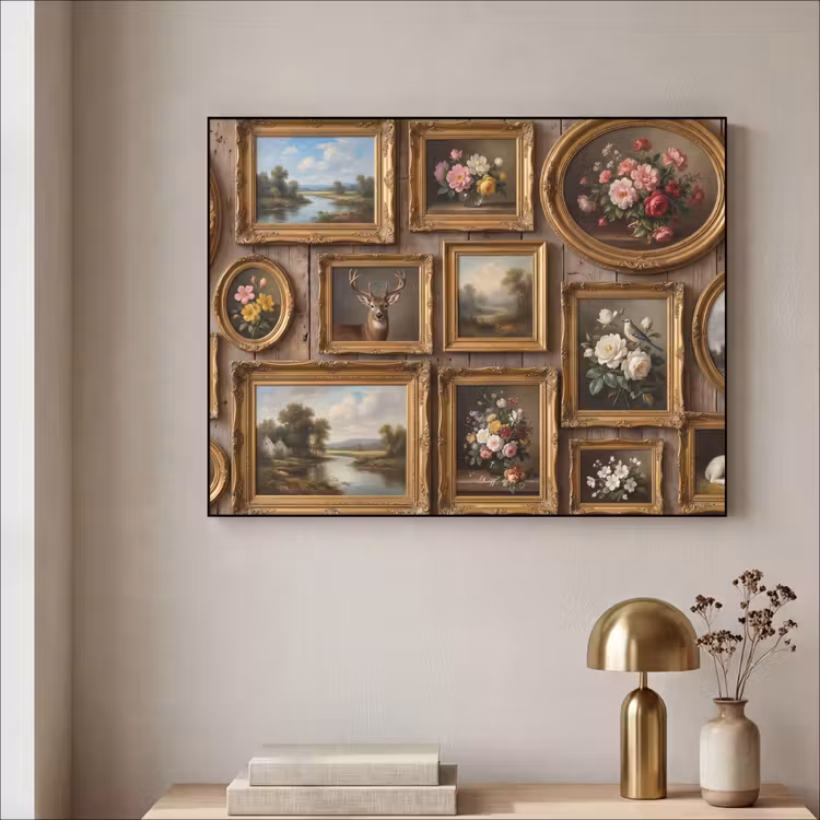 Bloemen - Rozen - Klassiek - Vaas - Kleurrijk Textielframe zwart klein -sfeer2
