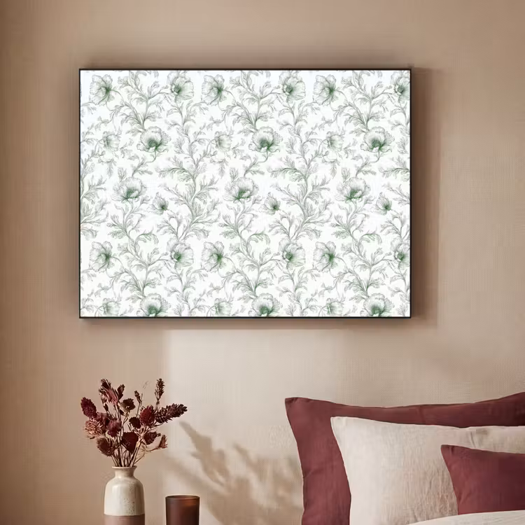 Bloemen - Getekend - Groen Textielframe zwart klein 947 -sfeer1
