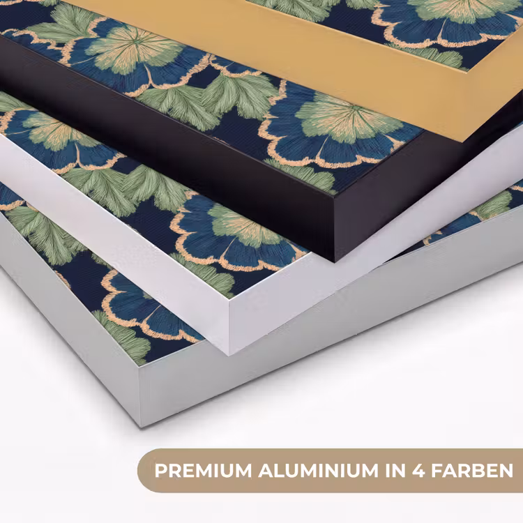Bloemen - Borduurwerk - Patroon - Blauw - Groen Textielframe zwart klein 947 -USP_kleurenDE