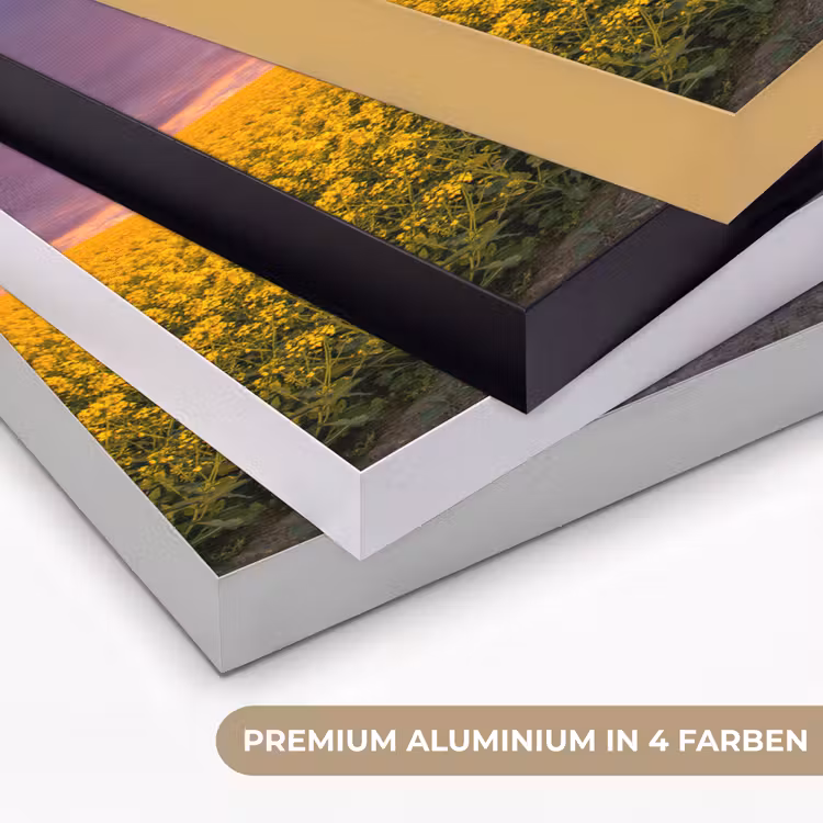 Bloemen - Weg - Lucht - Geel - Paars - Zonsondergang - Natuur Textielframe zwart klein -USP_kleurenDE