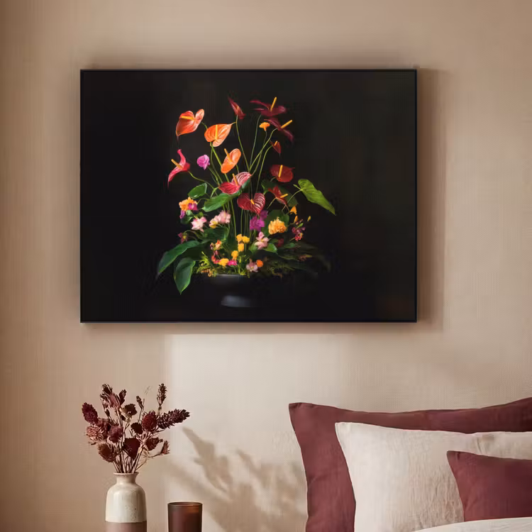 Bloemen - Vaas - Kleurrijk Textielframe zwart klein -sfeer1