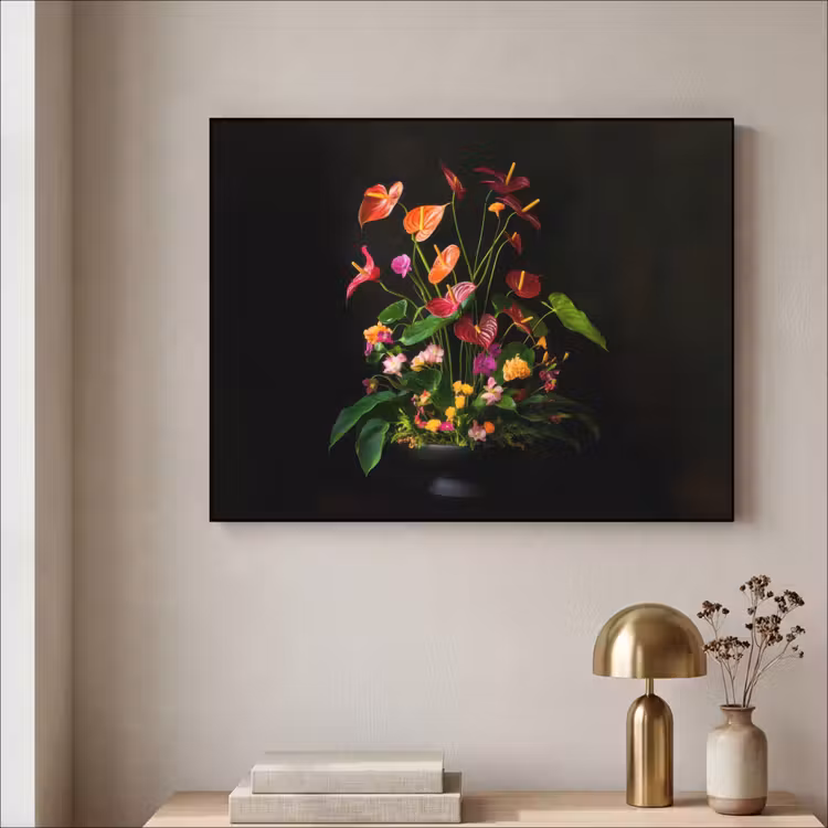 Bloemen - Vaas - Kleurrijk Textielframe - compleet frame klein -sfeer2