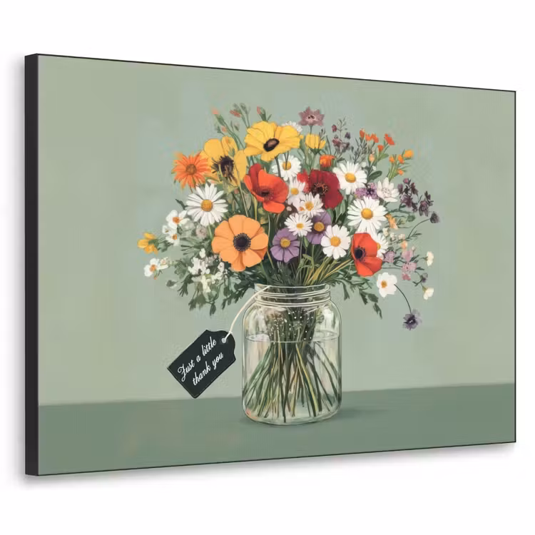Bloemen - Vaas - Kaartje Textielframe zwart klein -3d