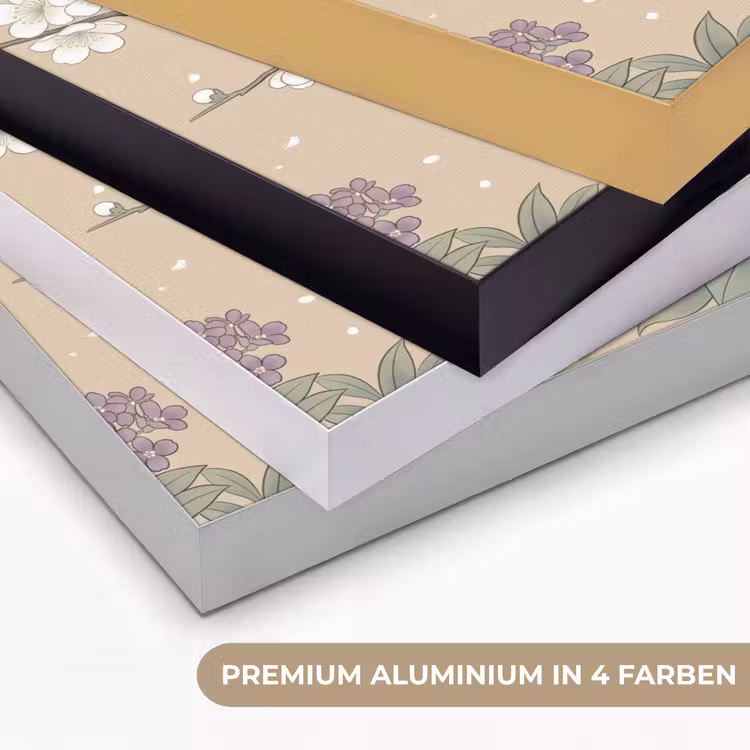 Bloemen - Vogels - Bloemen Textielframe zwart klein -USP_kleurenDE