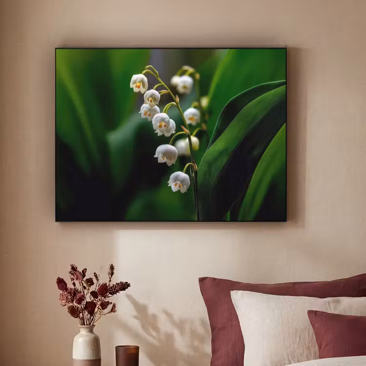Bloemen - Wit - Bladeren - Lelietjes Textielframe - compleet frame klein -sfeer1