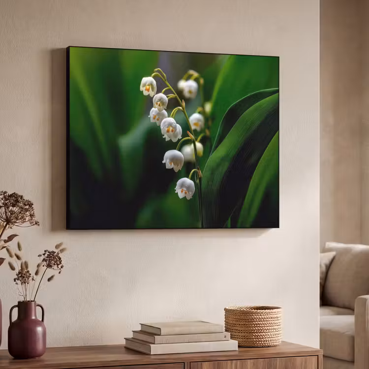 Bloemen - Wit - Bladeren - Lelietjes Textielframe - compleet frame klein -sfeer3
