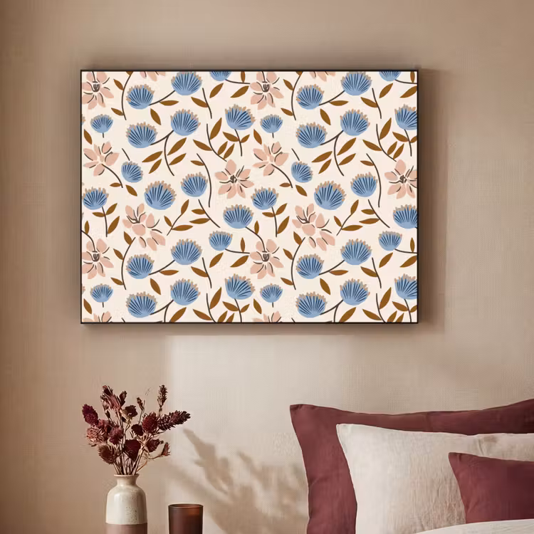 Bloemen - Wild - Blauw Textielframe zwart klein 947 -sfeer1
