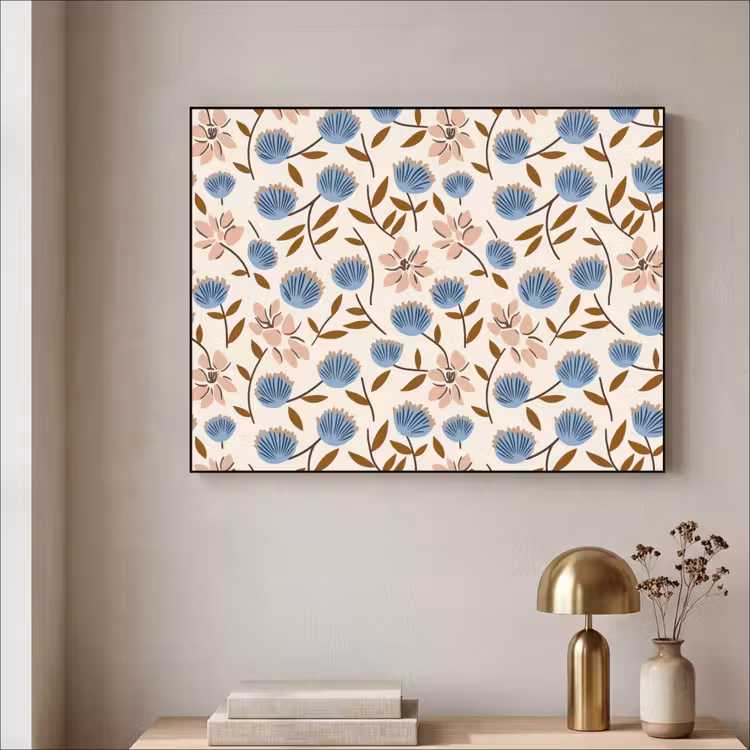 Bloemen - Wild - Blauw Textielframe zwart klein 947 -sfeer2