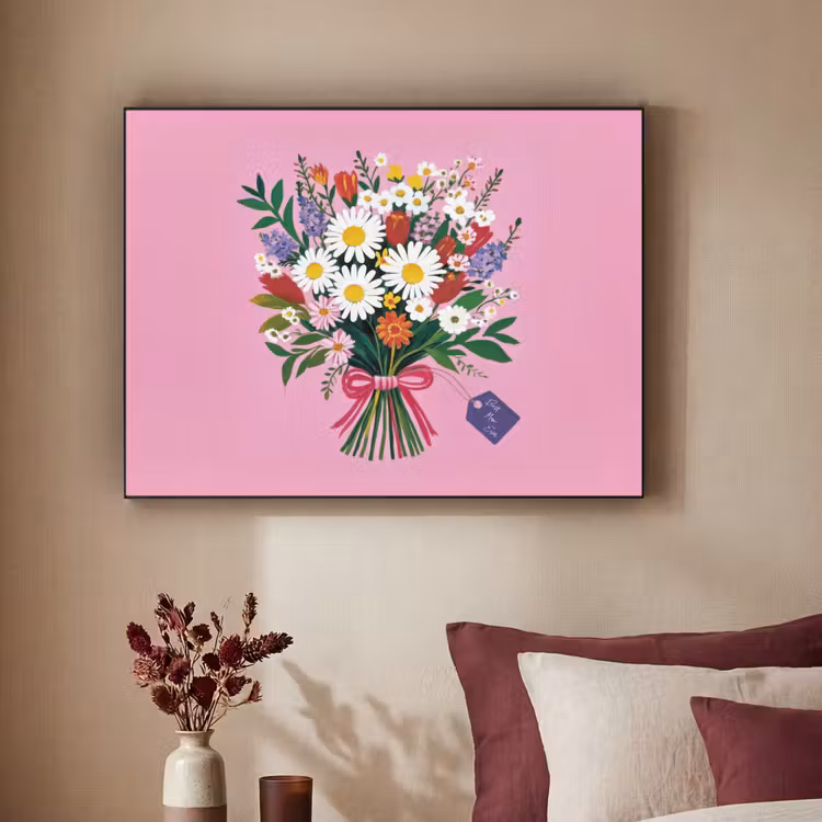Bloemen - Quote - Kaartje - Kleurrijk Textielframe zwart klein -sfeer1