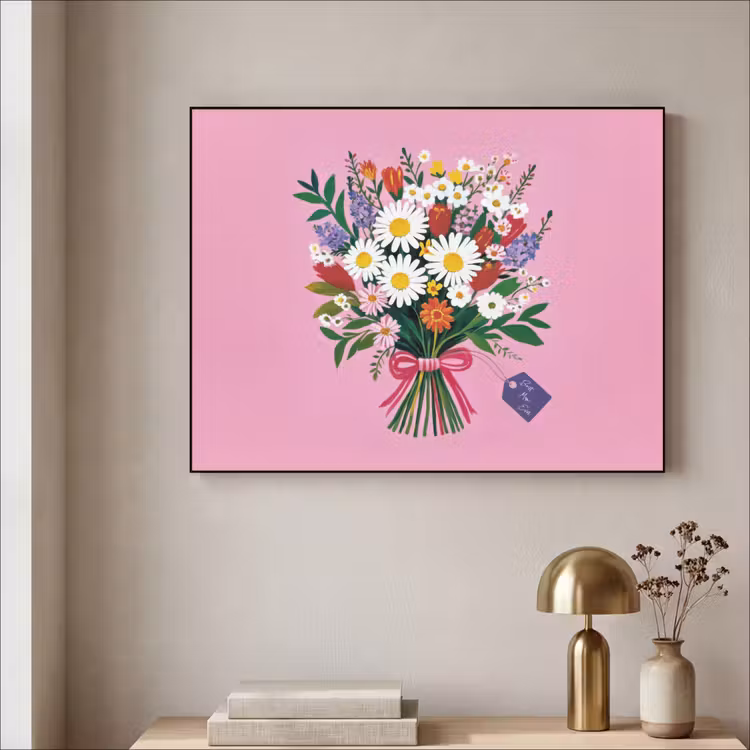 Bloemen - Quote - Kaartje - Kleurrijk Textielframe zwart klein -sfeer2
