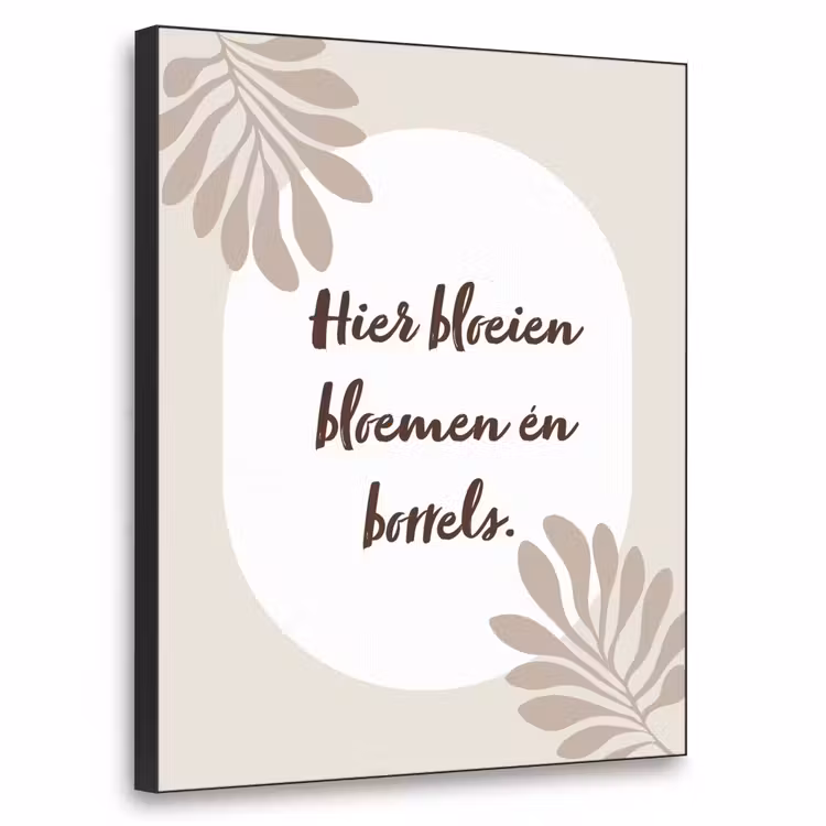 Bloemen - Quote - Zomer - Beige Textielframe - compleet frame klein -3d