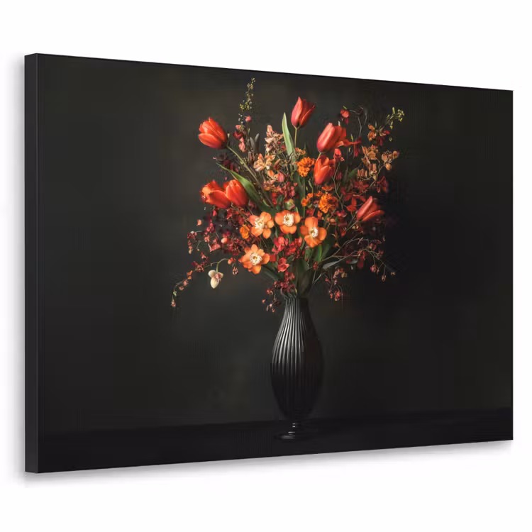 Bloemen - Takken - Boeket Textielframe zwart klein -3d