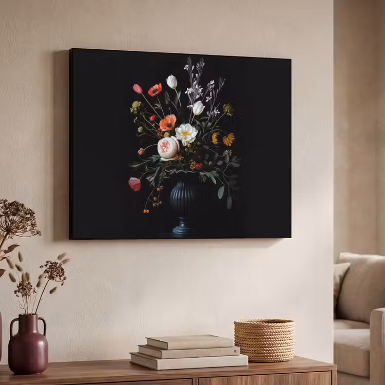 Bloemstuk - Vaas - Zwart Textielframe zwart klein -sfeer3
