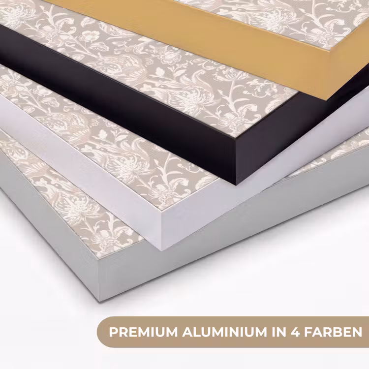 Bloemenprint - Grijs - Crème Textielframe zwart klein 947 -USP_kleurenDE