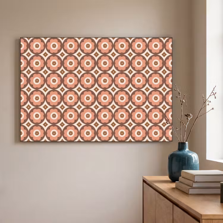Bloemvormen - Patroon - Roze - Vintage Textielframe - compleet frame klein -sfeer2