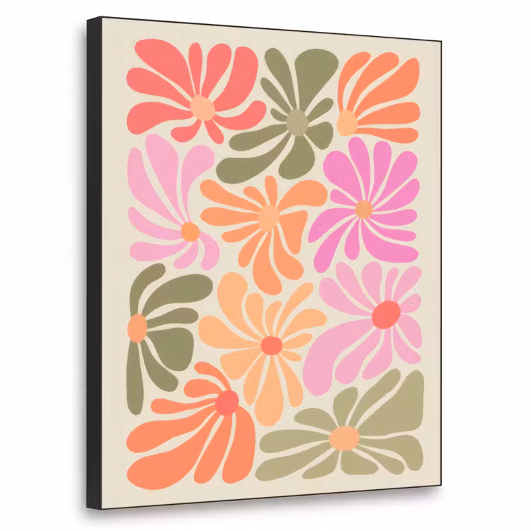 Bloemvormen - Retro - Kleurrijk Textielframe - compleet frame klein -3d