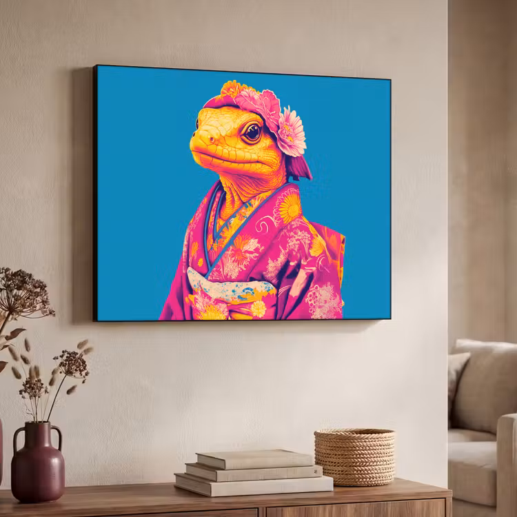Bloemenkrans - Hagedis - Kimono - Paars Textielframe - compleet frame klein -sfeer3