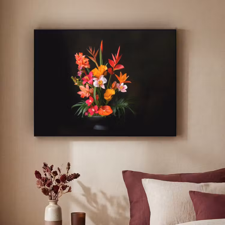 Boeket - Bloemen - Exotisch Textielframe zwart klein -sfeer1