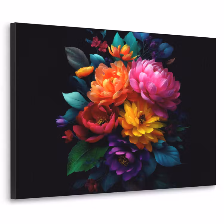 Boeket - Bloemen - Kleur Textielframe - compleet frame klein -3d