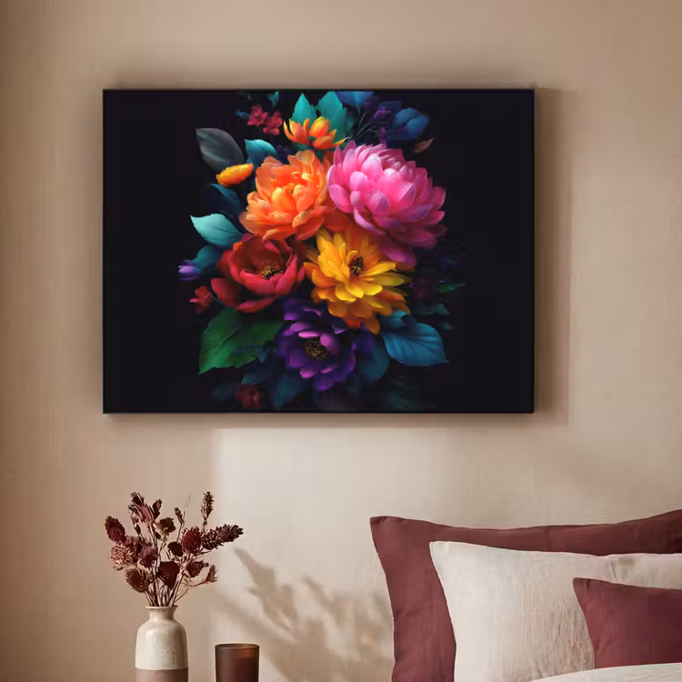 Boeket - Bloemen - Kleur Textielframe zwart klein -sfeer1