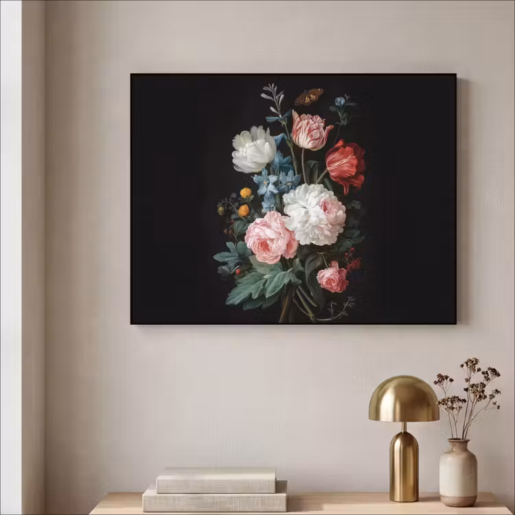 Boeket - Kleurrijk - Klassiek Textielframe - compleet frame klein -sfeer2