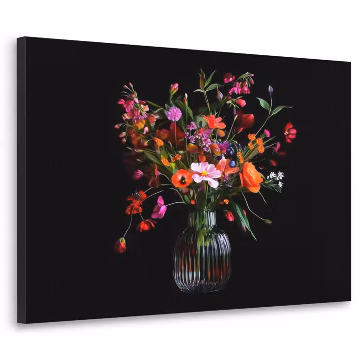 Boeket - Veldbloemen - Vaas Textielframe zwart klein -3d