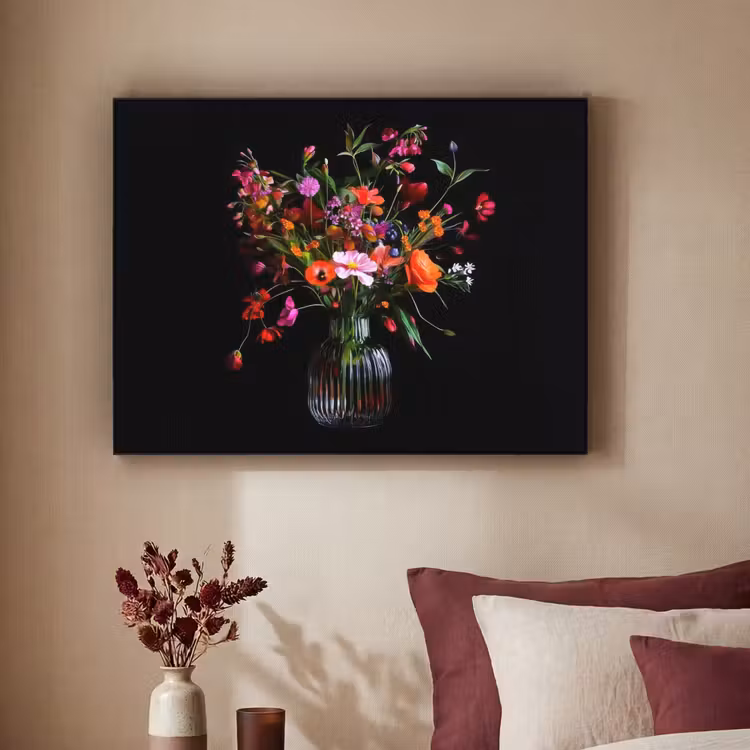 Boeket - Veldbloemen - Vaas Textielframe zwart klein -sfeer1