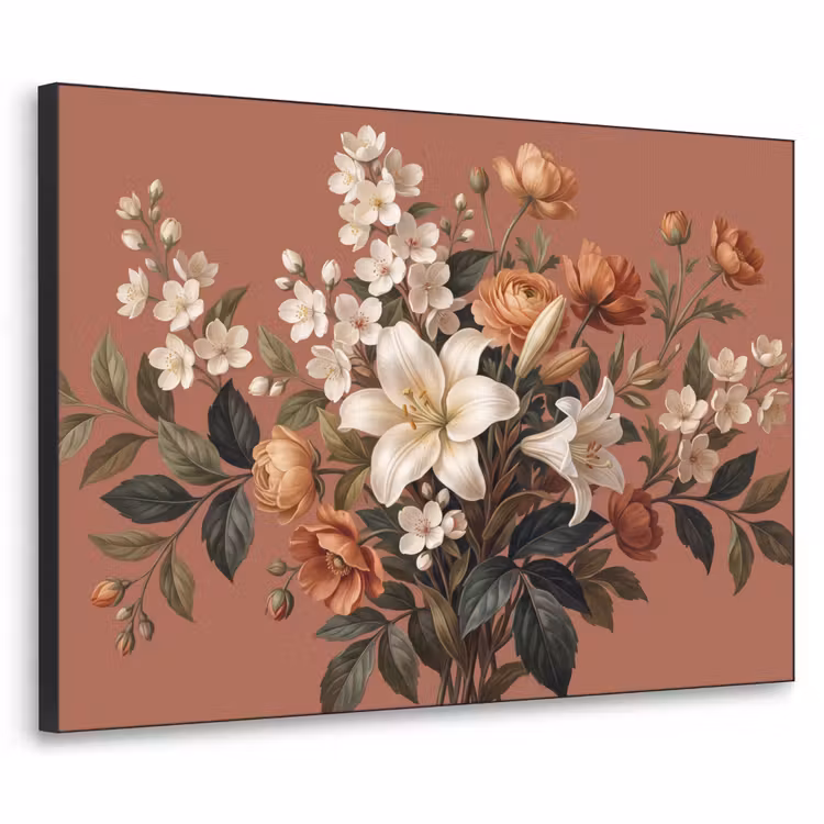 Boeket - Retro - Kleurrijk Textielframe zwart klein -3d