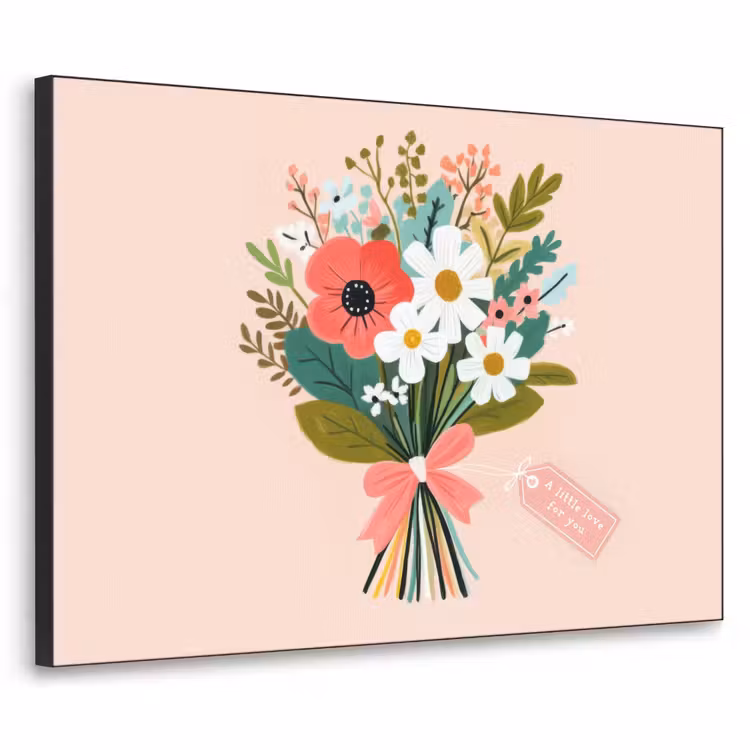 Boeket - Strikje - Kaartje - Quote Textielframe zwart klein -3d