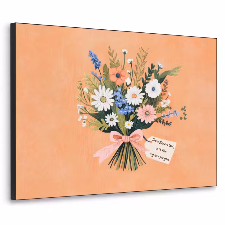 Boeket - Strikje - Quote Textielframe zwart klein -3d