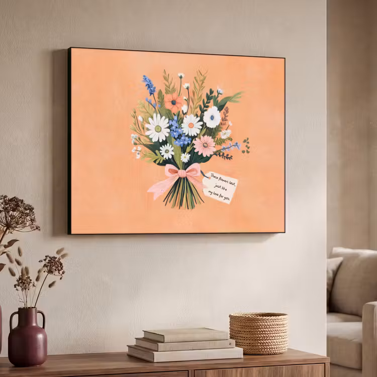 Boeket - Strikje - Quote Textielframe zwart klein -sfeer3