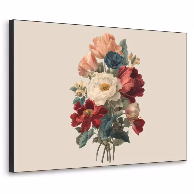 Boeket - Warme tinten - Elegant Textielframe zwart klein -3d