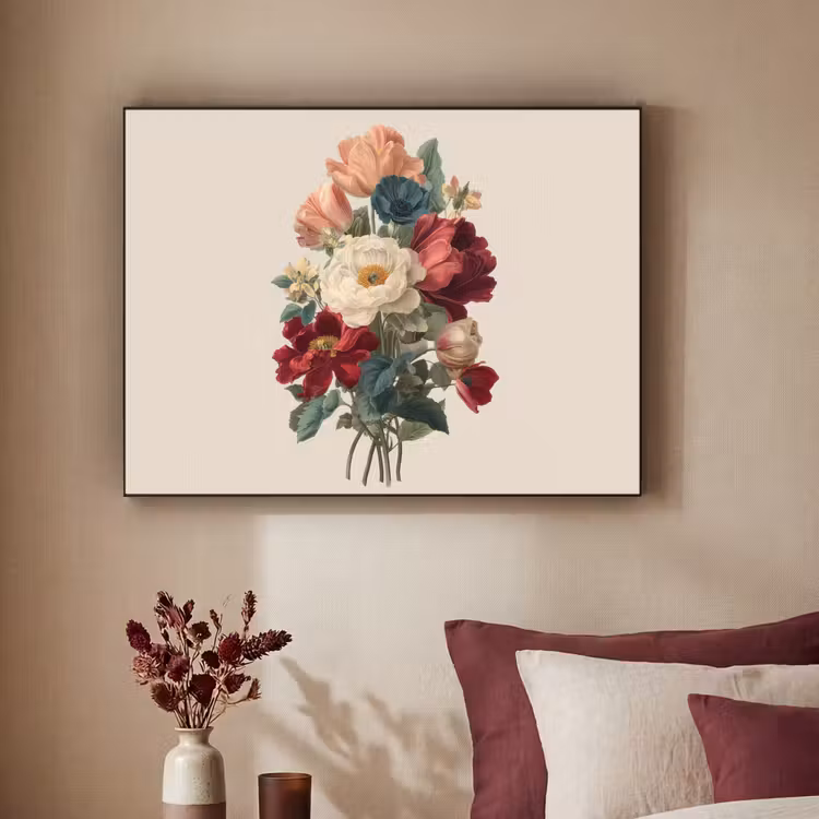 Boeket - Warme tinten - Elegant Textielframe - compleet frame klein -sfeer1