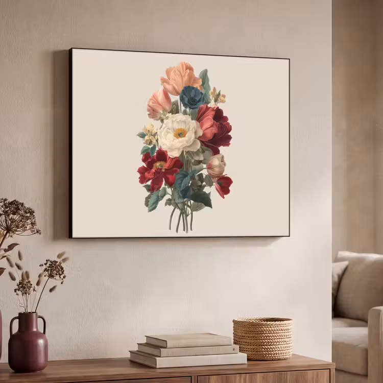 Boeket - Warme tinten - Elegant Textielframe zwart klein -sfeer3