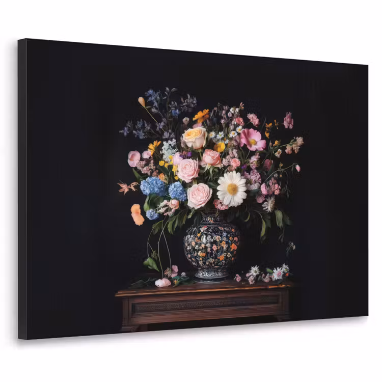 Bloemenvaas - Hout - Bloemen - Boeket Textielframe - compleet frame klein -3d